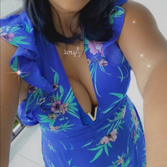 Blue ruffled floral dress/cover up - Picture 2 of 8